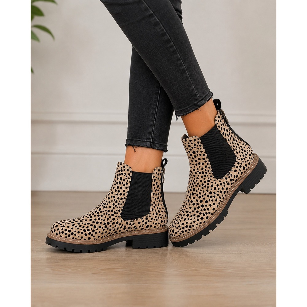 Blowfish Leopard Print Lug Sole Chelsea Boots Ankle Booties Zip Chunky 10